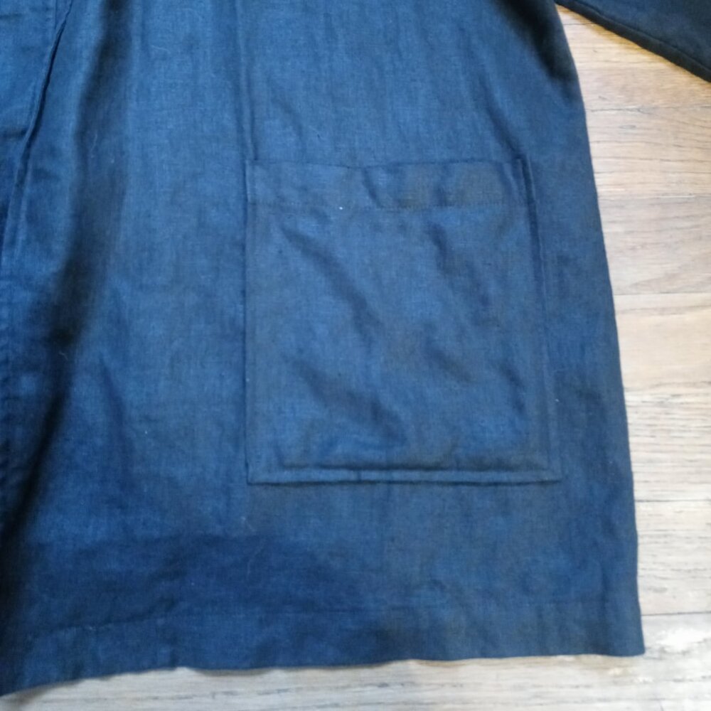 EILEEN FISHER 100% linen shawl collar jacket in black (M) - Picture 15 of 16
